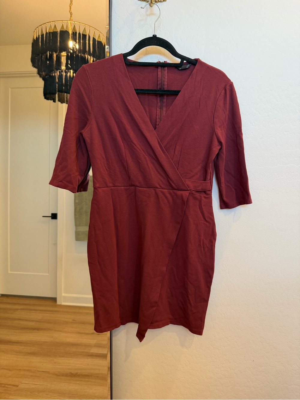 Topshop Wine Red Wrap-Style Mini Dress